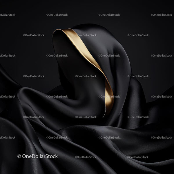 Black Silk Fabric with Gold Accent Drapery