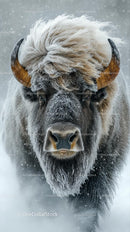 Majestic Bison in Snowy Winter Landscape