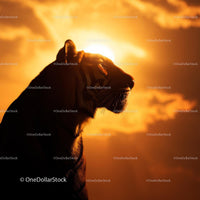 Majestic Tiger Silhouette Against a Vibrant Sunset