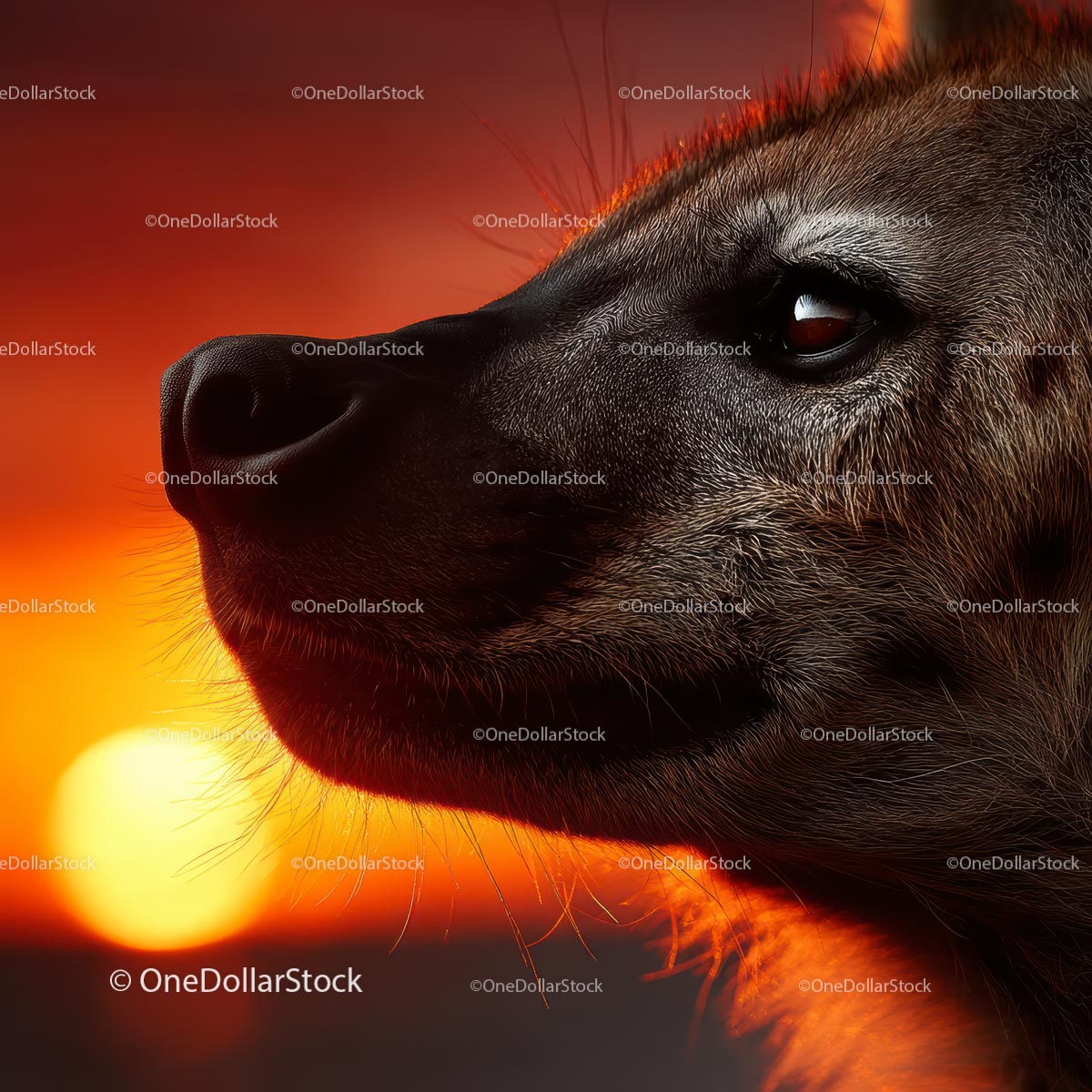 Majestic Hyena Silhouette at Sunset
