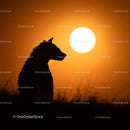 Silhouette of a Hyena Against an Orange Sunset