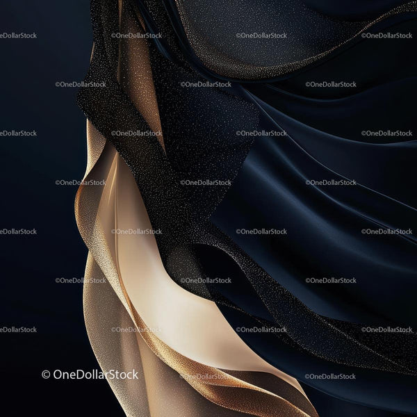 Elegant Black and Gold Fabric Drapery Abstract Art