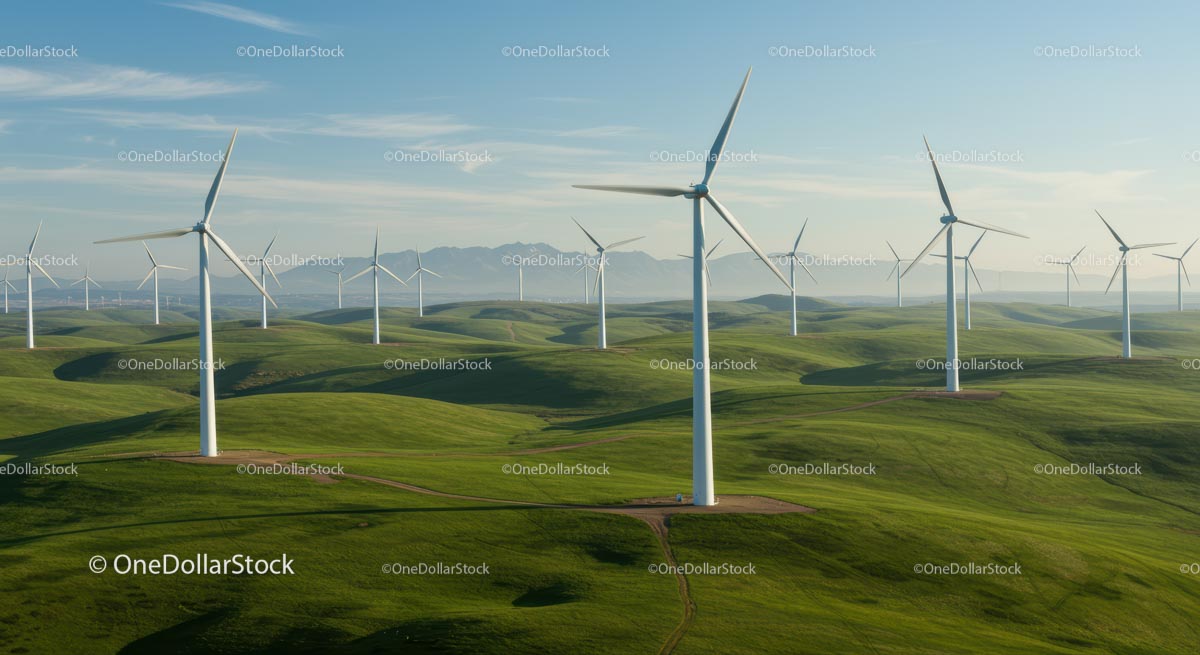Wind Turbines on Rolling Green Hills