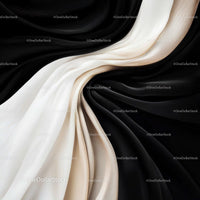 Elegant Black and Beige Silk Fabric with Smooth Folds