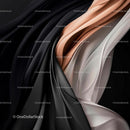 Elegant Drapery with Flowing Black and Beige Silk Fabrics
