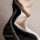 Elegant Abstract Sculpture with Fluid Black and Beige Forms