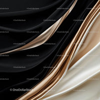 Luxury Black and Gold Silk Drapery Close-Up