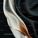 Elegant Black and White Silk Fabric with Smooth Folds