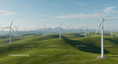 Wind Turbines on Green Rolling Hills under Blue Sky