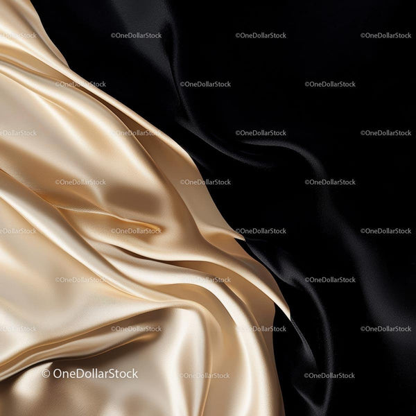 Luxurious Black and Gold Satin Fabric Drapery