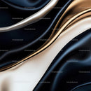 Luxurious Black and Gold Silk Fabric with Elegant Waves
