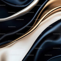 Luxurious Black and Gold Silk Fabric with Elegant Waves