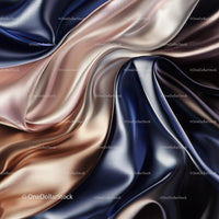 Elegantly Draped Silk in Blue and Beige Tones