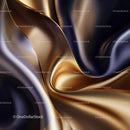 Luxurious Gold and Black Silky Fabric Waves