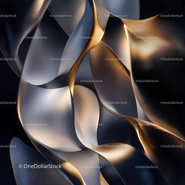 Dynamic Flowing Shapes with Gold and Metallic Touches