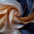 Glittering Swirl of Gold and Blue Elegant Fabric