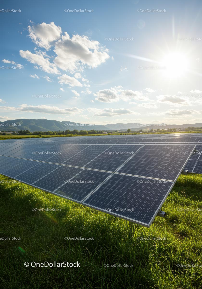 Solar Panels on a Sunny Day Generating Clean Energy