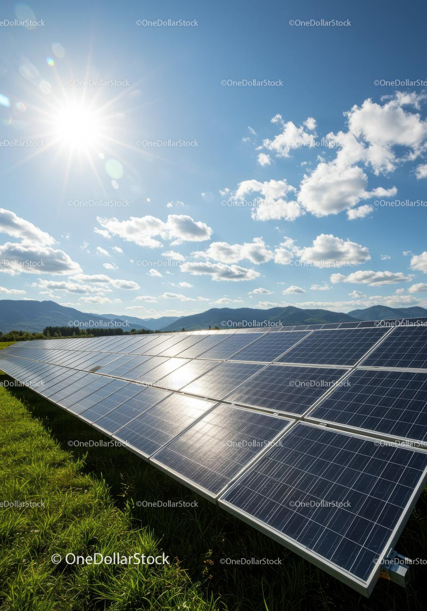 Panele słoneczne wykorzystujące energię w jasny, słoneczny dzień