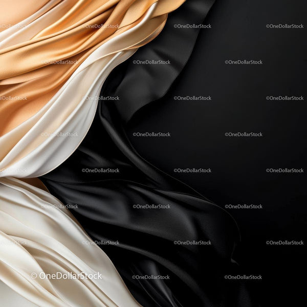 Luxurious Black and Gold Satin Fabrics with Elegant Folds