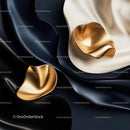 Elegant Black and White Fabric with Gold Accents