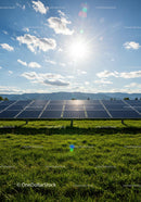 Solar Panels Under Blue Sky in Scenic Landscape