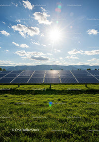 Solar Panels Under Blue Sky in Scenic Landscape