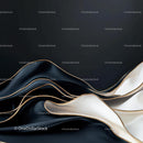 Elegant Black and White Waves with Gold Accents