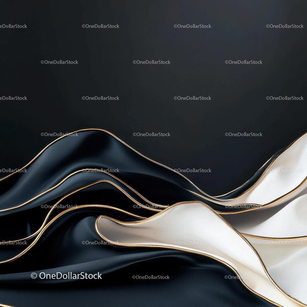 Elegant Black and White Waves with Gold Accents