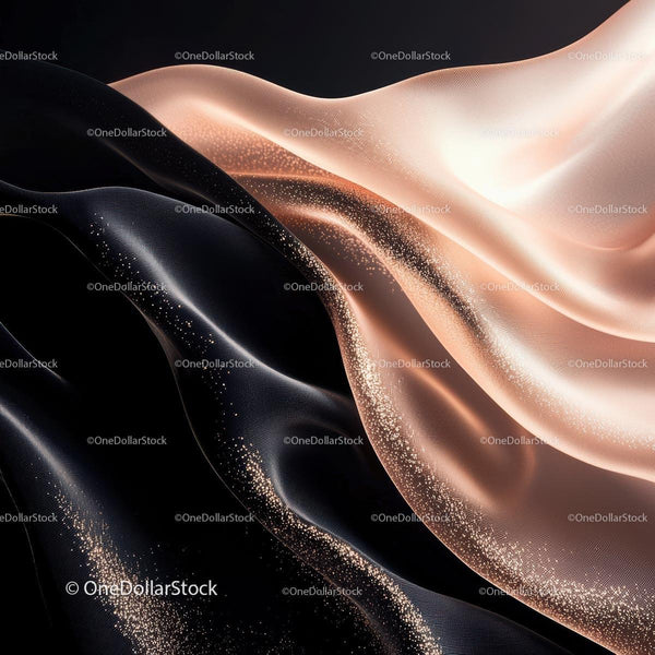Elegant Black and Gold Flowing Silk Fabric