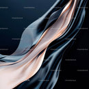 Elegant Black and Peach Silk Drapery with Flowing Folds