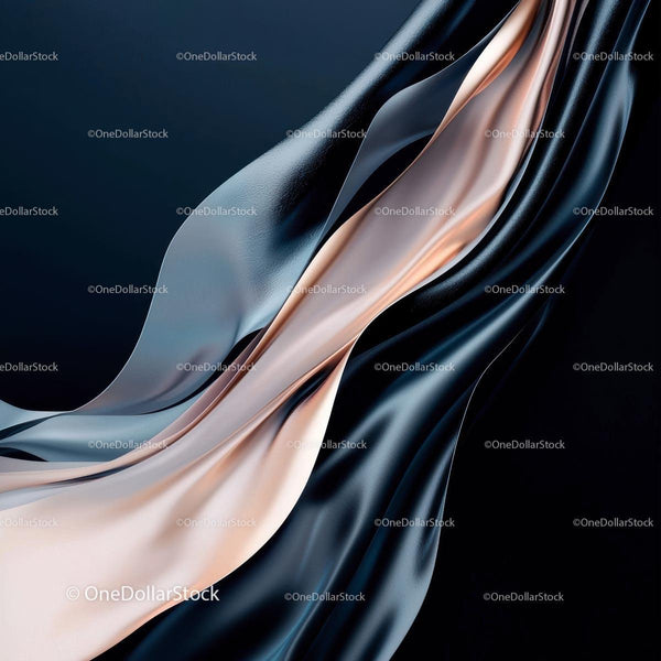 Elegant Black and Peach Silk Drapery with Flowing Folds