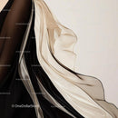 Flowing Black and Beige Fabric in Elegant Drapes