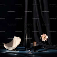 Elegant Black Vase and Ceramic Bowl with Delicate Flower