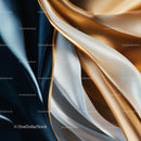 Lustrous Gold and Blue Silk Fabric with Elegant Folds