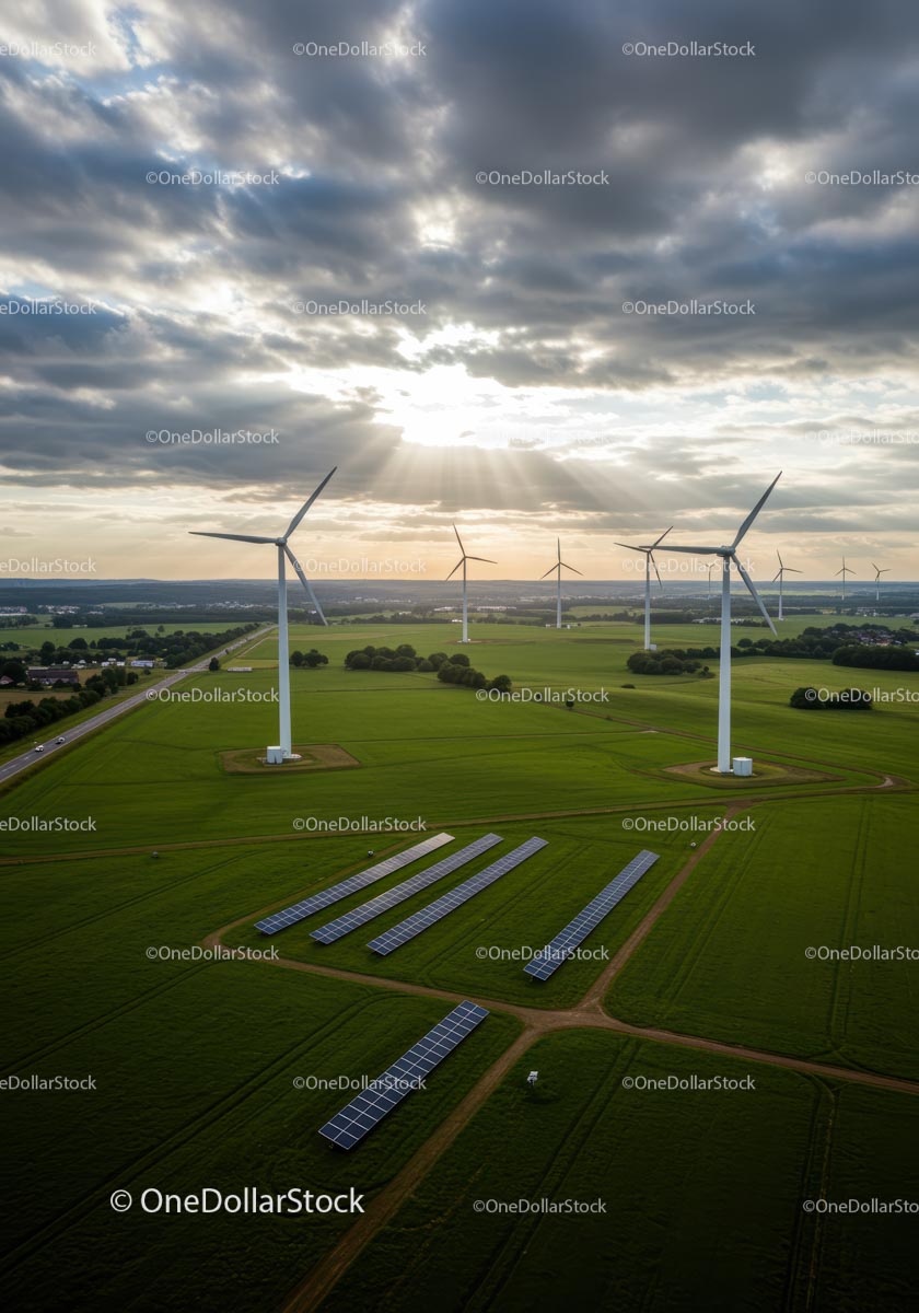 Turbiny wiatrowe i panele słoneczne w Green Field
