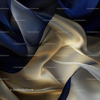 Luxurious Blue and Gold Silk Fabric with Elegant Folds