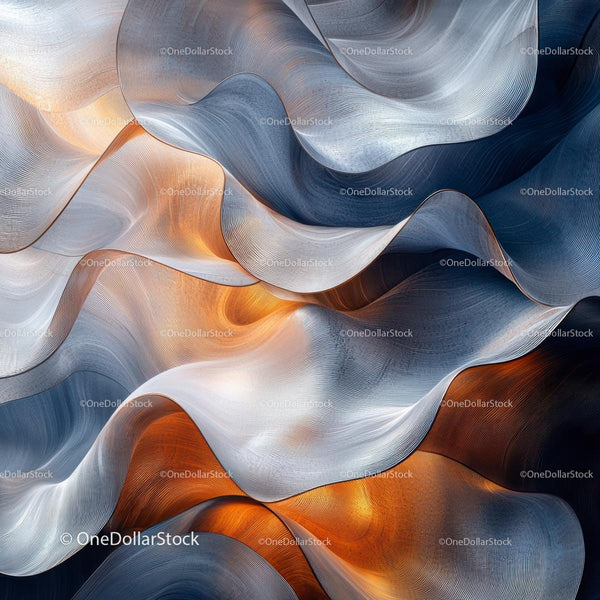 Abstract Curved Patterns with Orange and Blue Tones