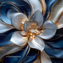 Elegant Abstract Flower with Blue and Gold Accents