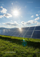 Solar Panels Under Bright Sunlight and Blue Sky