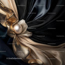 Elegant Black and Gold Silk with Pearl Accents