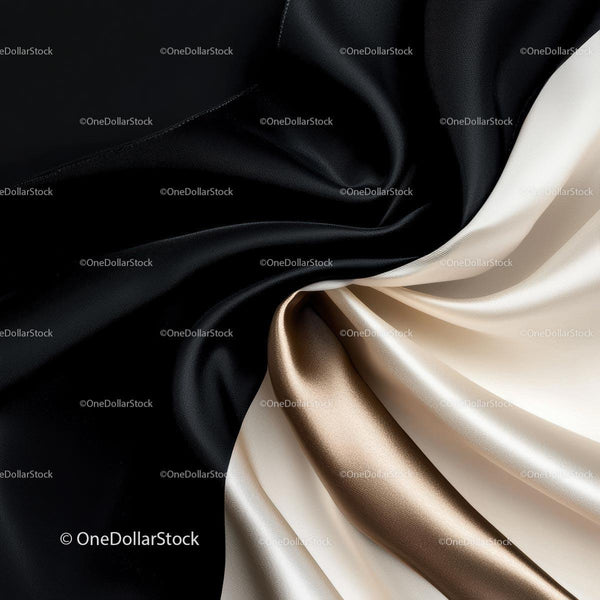 Elegant Black and White Silk Fabric with Luxurious Texture