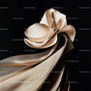 Beige Silk Fabric Forming Artistic Abstract Design