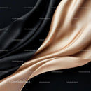 Black and Beige Silk Fabric with Elegant Flowing Texture