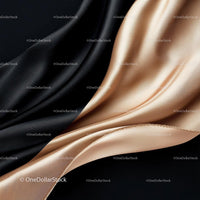 Black and Beige Silk Fabric with Elegant Flowing Texture