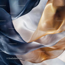 Dynamic Flowing Silk in Blue and Gold Hues