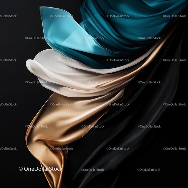 Flowing Silk Fabrics in Vibrant Colors on Black Background