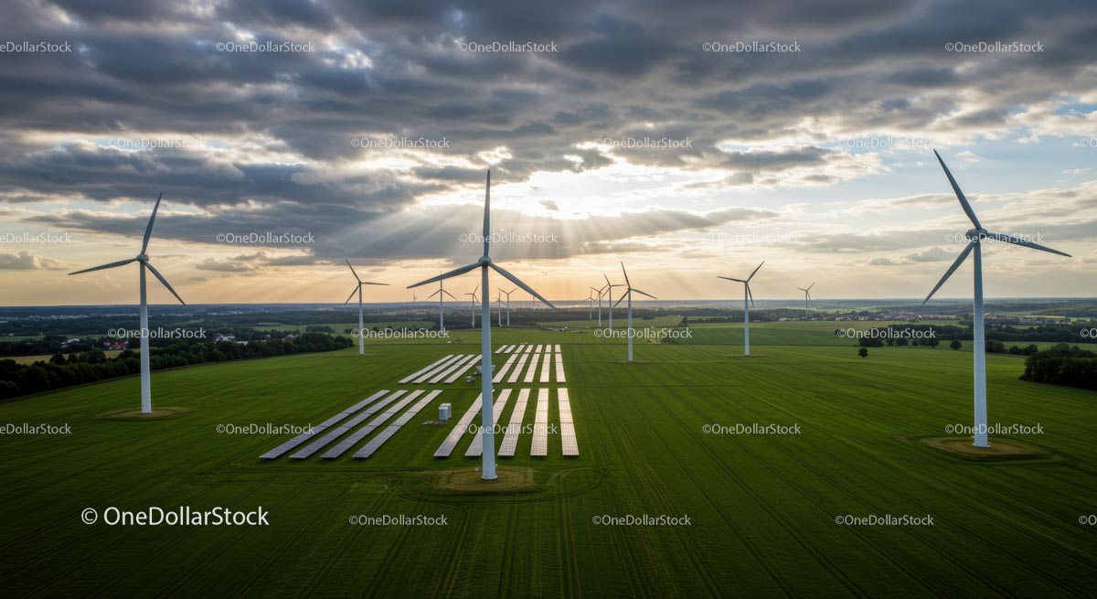Turbiny wiatrowe i panele słoneczne w Green Field