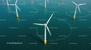 Aerial View of Offshore Wind Turbines in Blue Ocean Waters