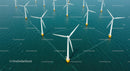 Offshore Wind Turbines in Blue Ocean