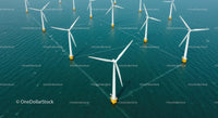 Offshore Wind Turbines in Blue Ocean